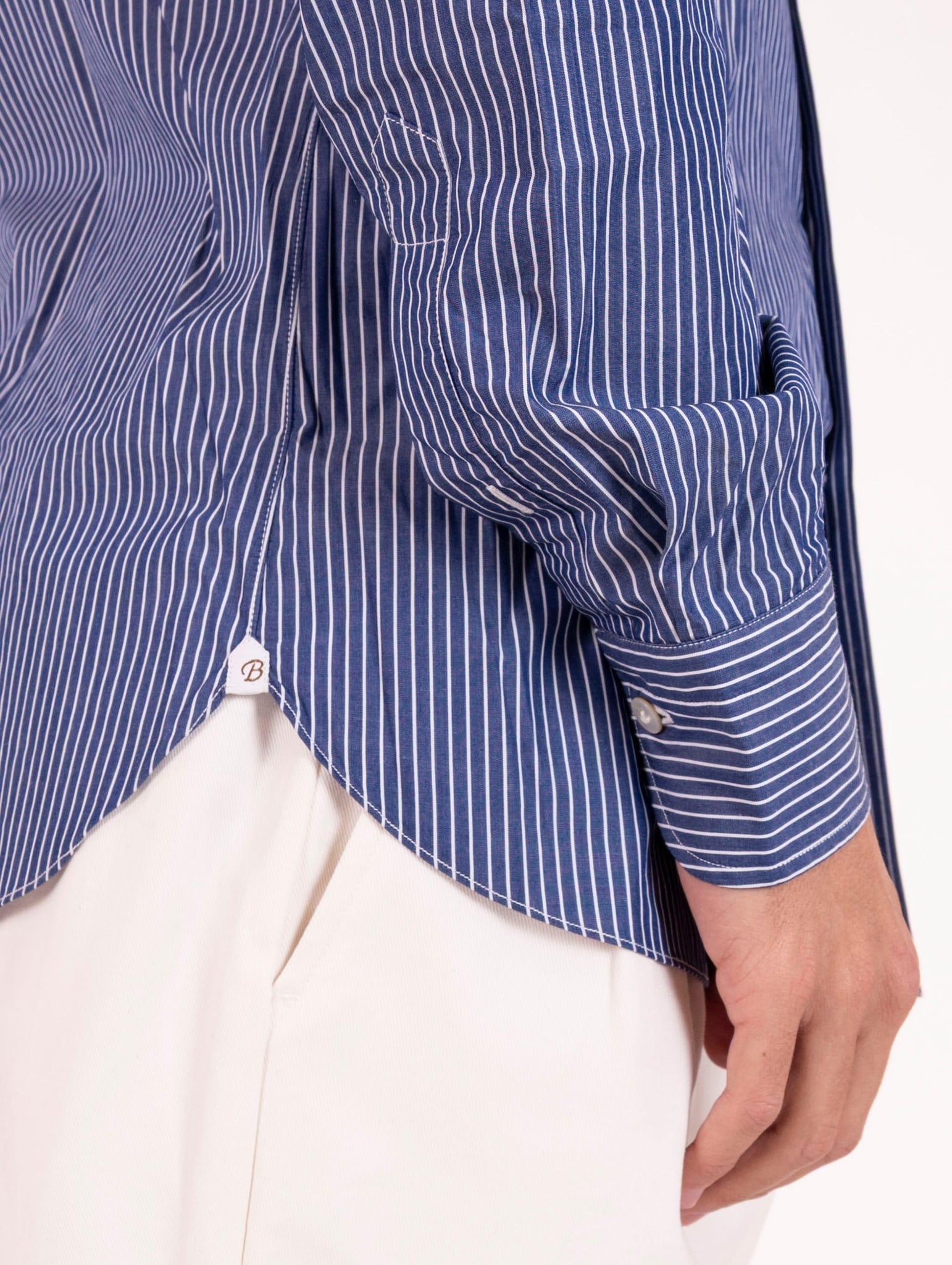 Camicia Borriello Napoli in Cotone a Righe Blu e Bianca 101645 Borriello Napoli