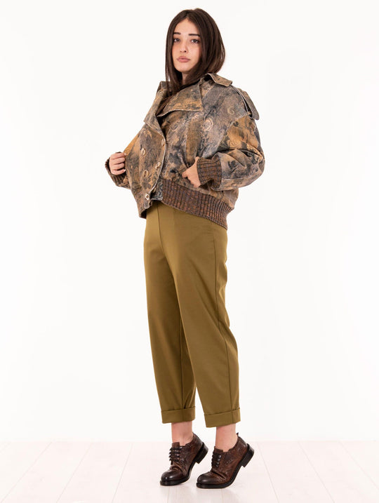 Bomber Bye Samt Brokat Grün