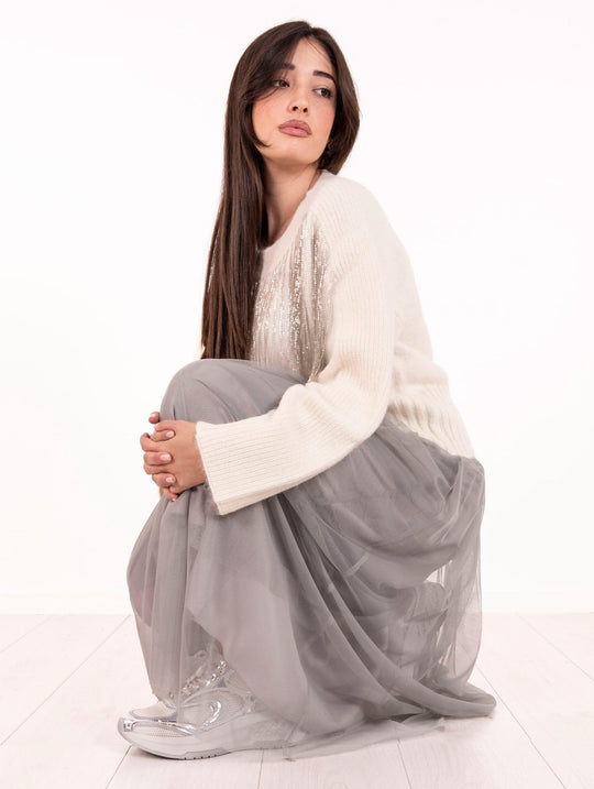 Pull Alpha Studio Catene in Lana e Alpaca Latte