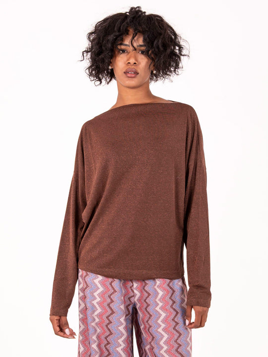 T-shirt Lisabel Be Limousine Lurex Cioccolato