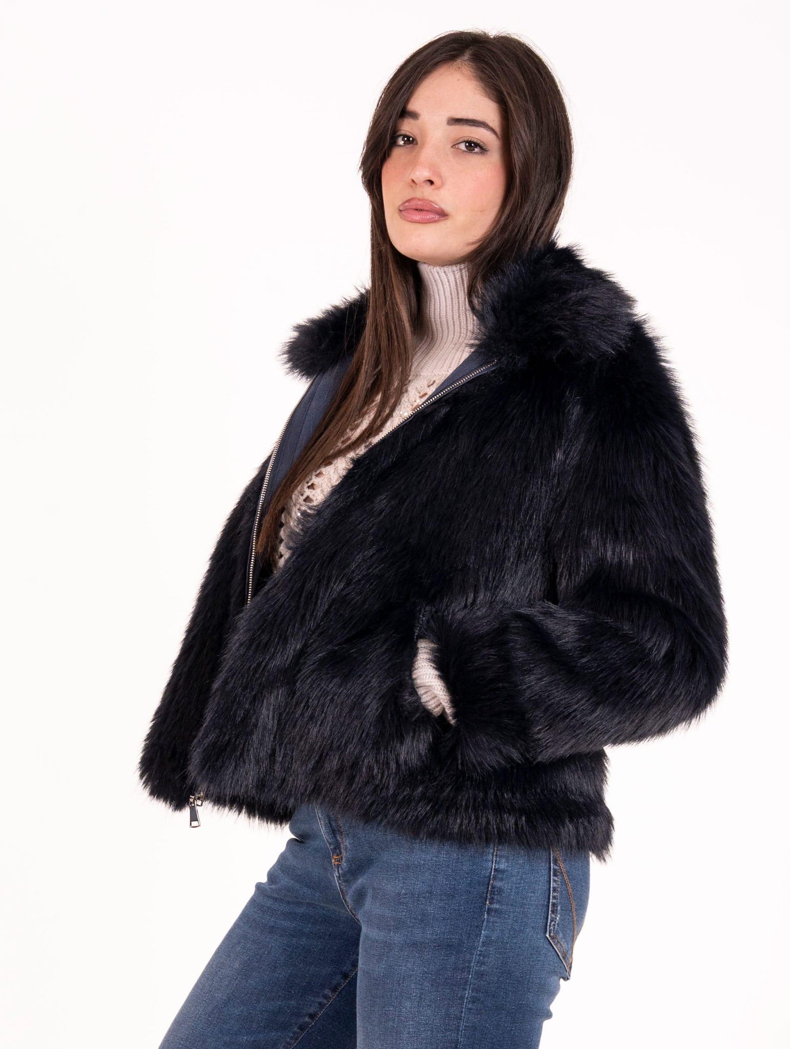 Ecofur Reversibile Leon e Loulou Blu Notte L512SILK00030 Leon & Loulou