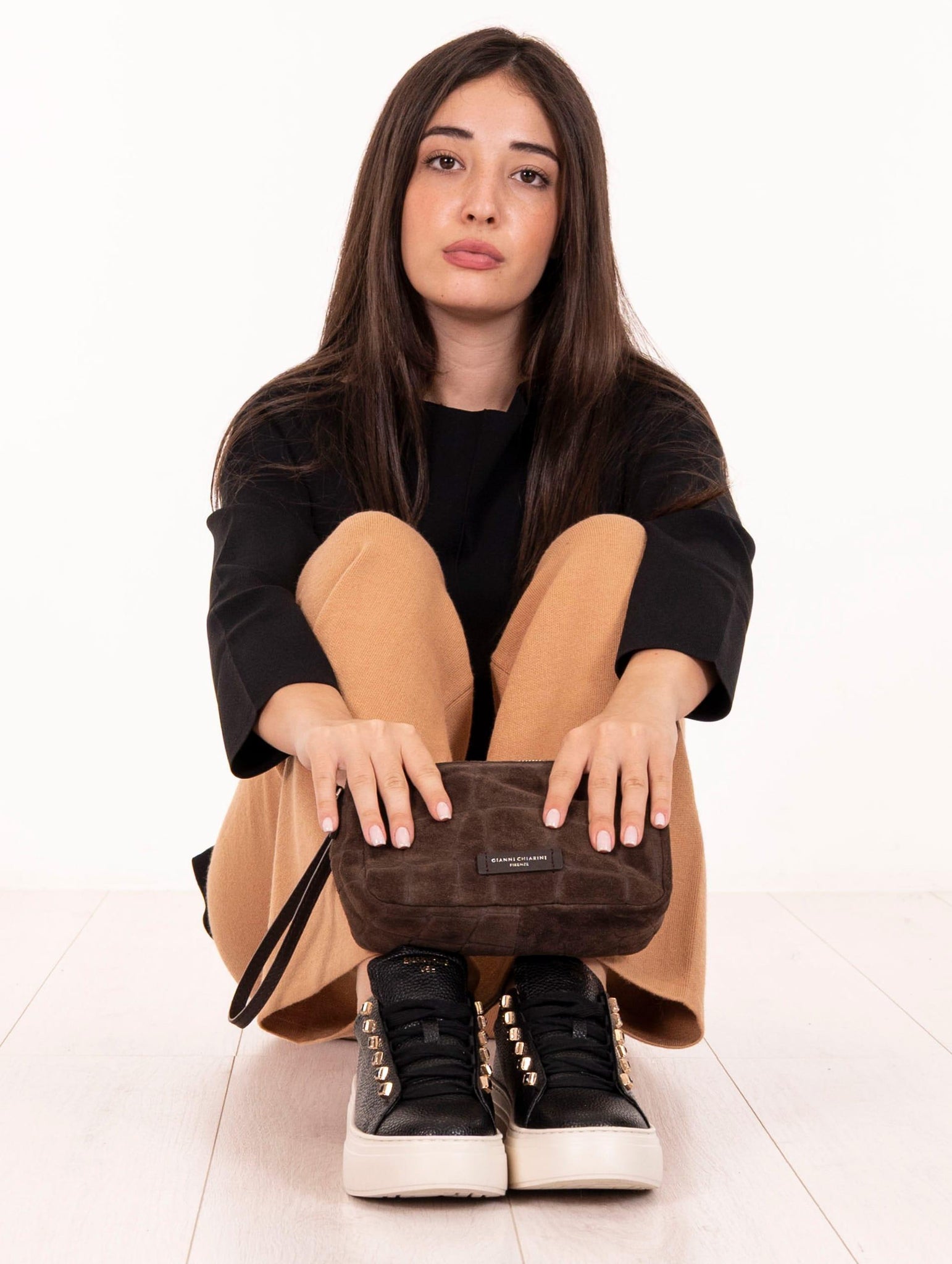 Minibag Nora Pouch Gianni Chiarini in Suede Cocco Moka BS10224CMCOCCO2107 Gianni Chiarini