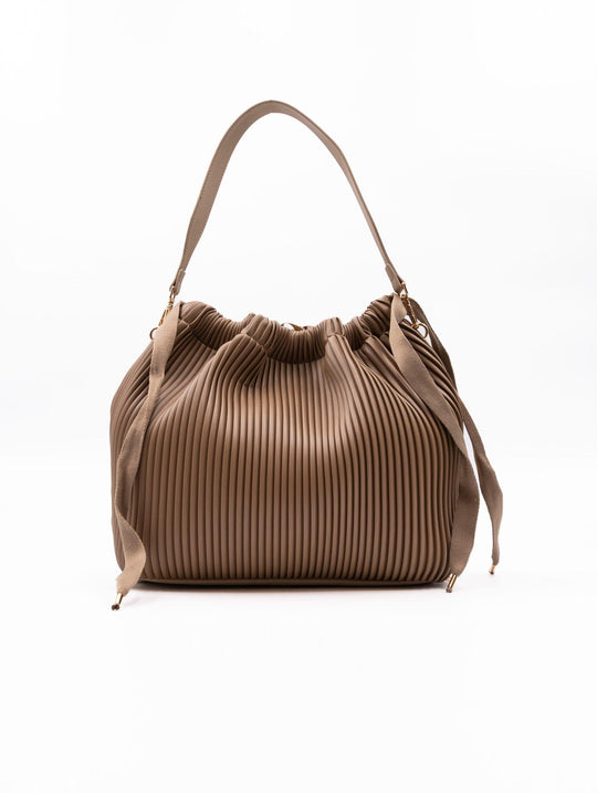 Borsa Zaino Fri-Yay in Eco Pelle Plissè Tabacco