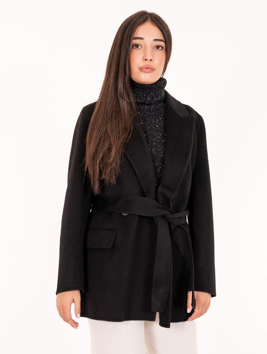 Cappotto Doppiopetto Alpha Studio in Pura Lana Double Nero
