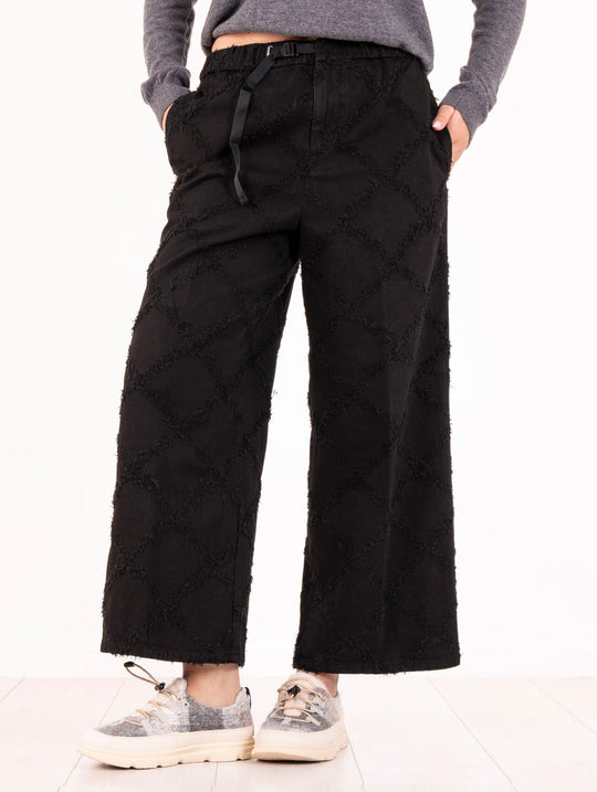 Pantalone White Sand in Cotone Sfrangiato Nero