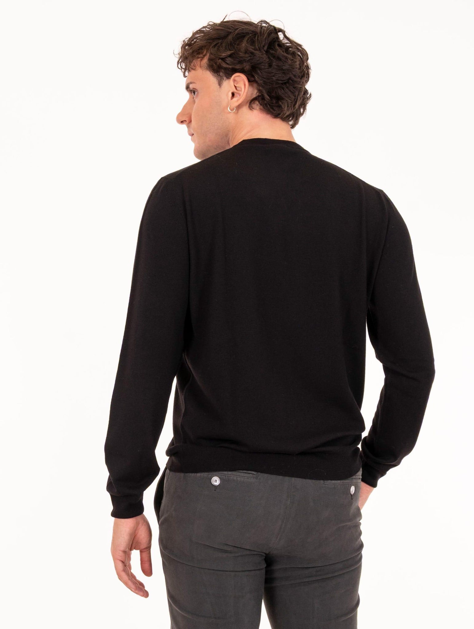 Maglia Girocollo Zanieri in Lana Merycash Fine Nero CG-GRU-21018010 Zanieri