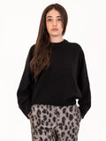 Pull Girocollo Alpha Studio Raglan in Pura Lana Merinos Nero