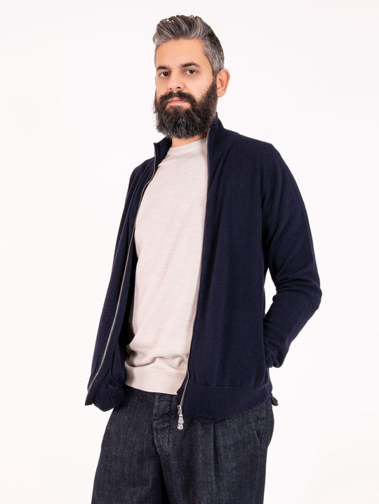 Maglia Alpha Studio in Cashmere con Zip Grigio