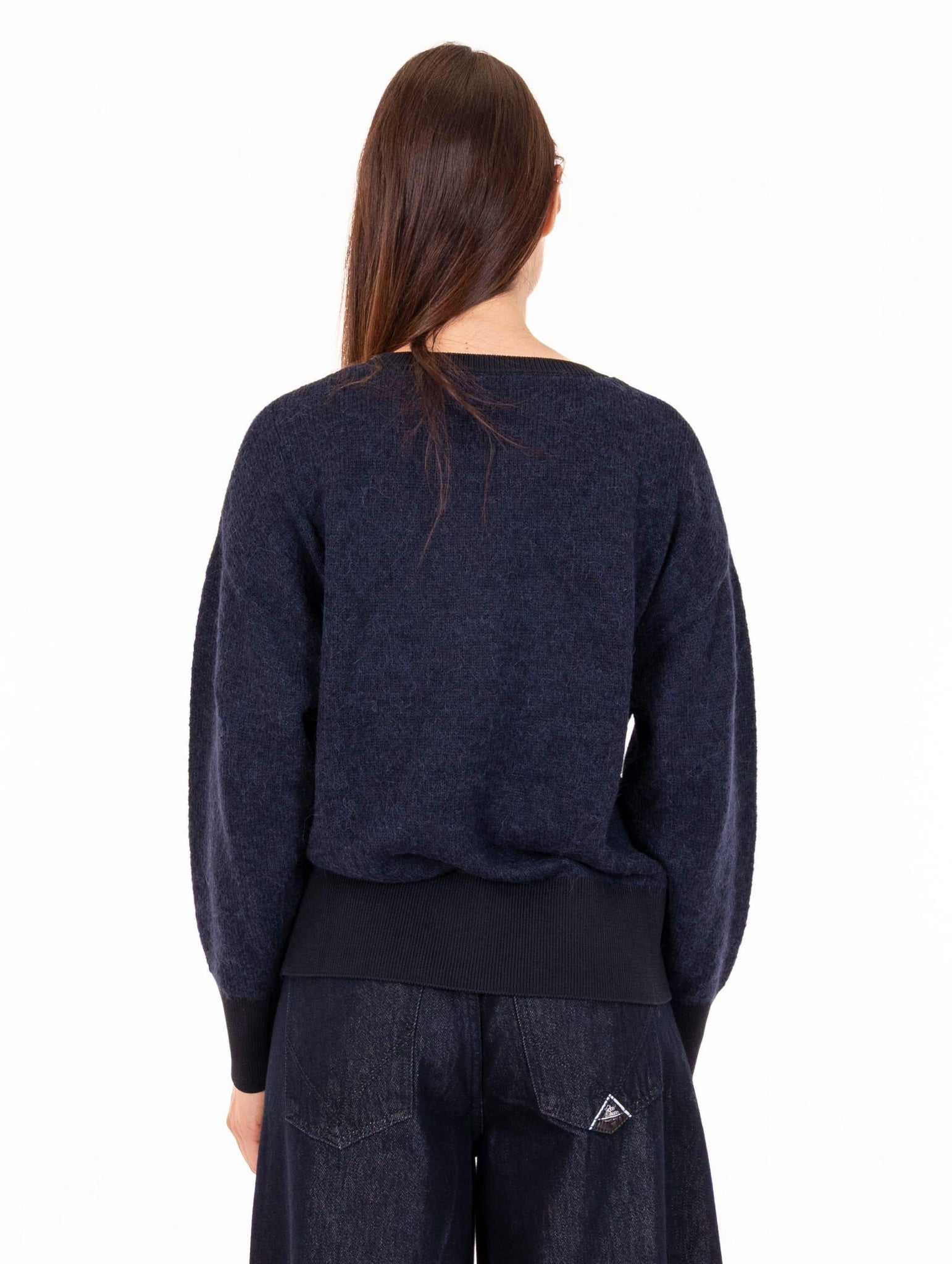 Pull Girocollo Alpha Studio in Lana e Alpaca Blu Notte AD-4380C2001 Alpha Studio