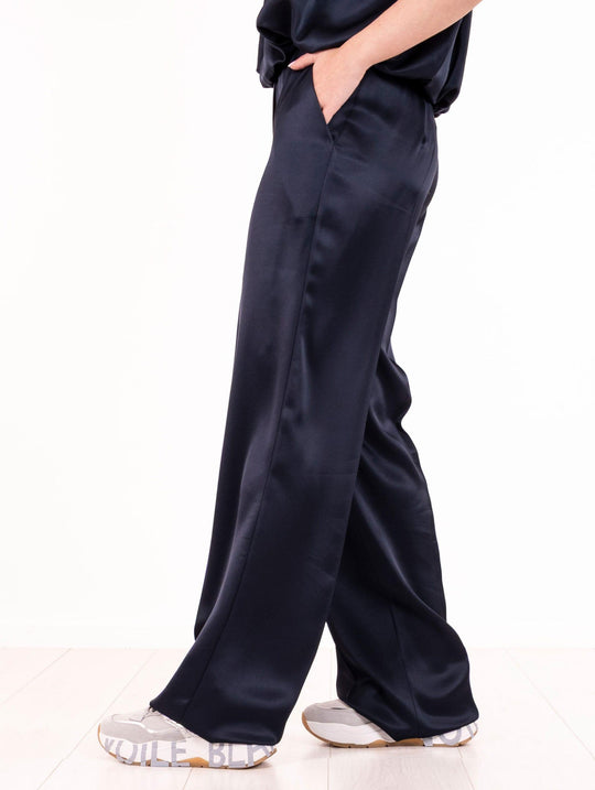 Pantalone Liviana Conti in Satin Navy