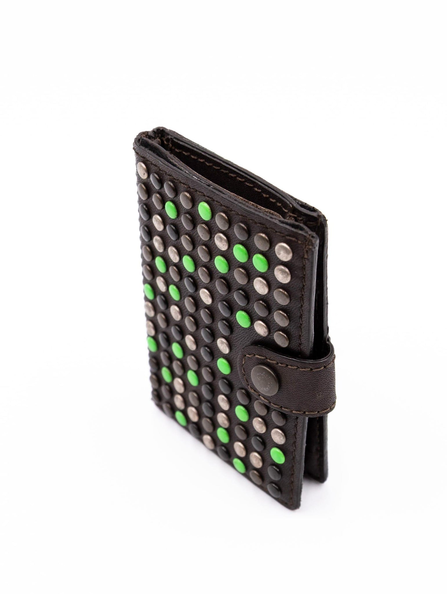 Portafoglio Kjore Project in Pelle con Borchie Testa di Moro e Verde CLUTCH07COINSGREEN Kjore Project