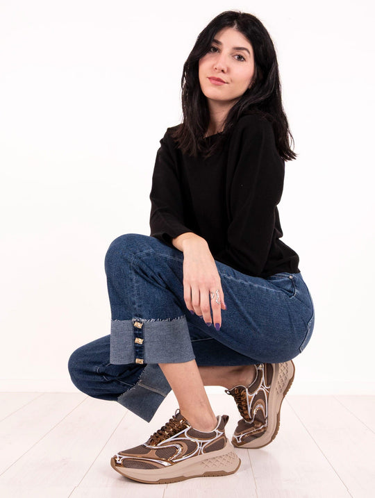 Jeans Jewel White Wise Denim Stretch Blu