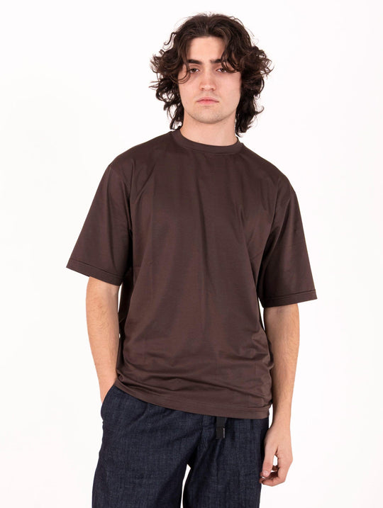T-Shirt White Sand aus Baumwolle und Tencel Dunkelbraun
