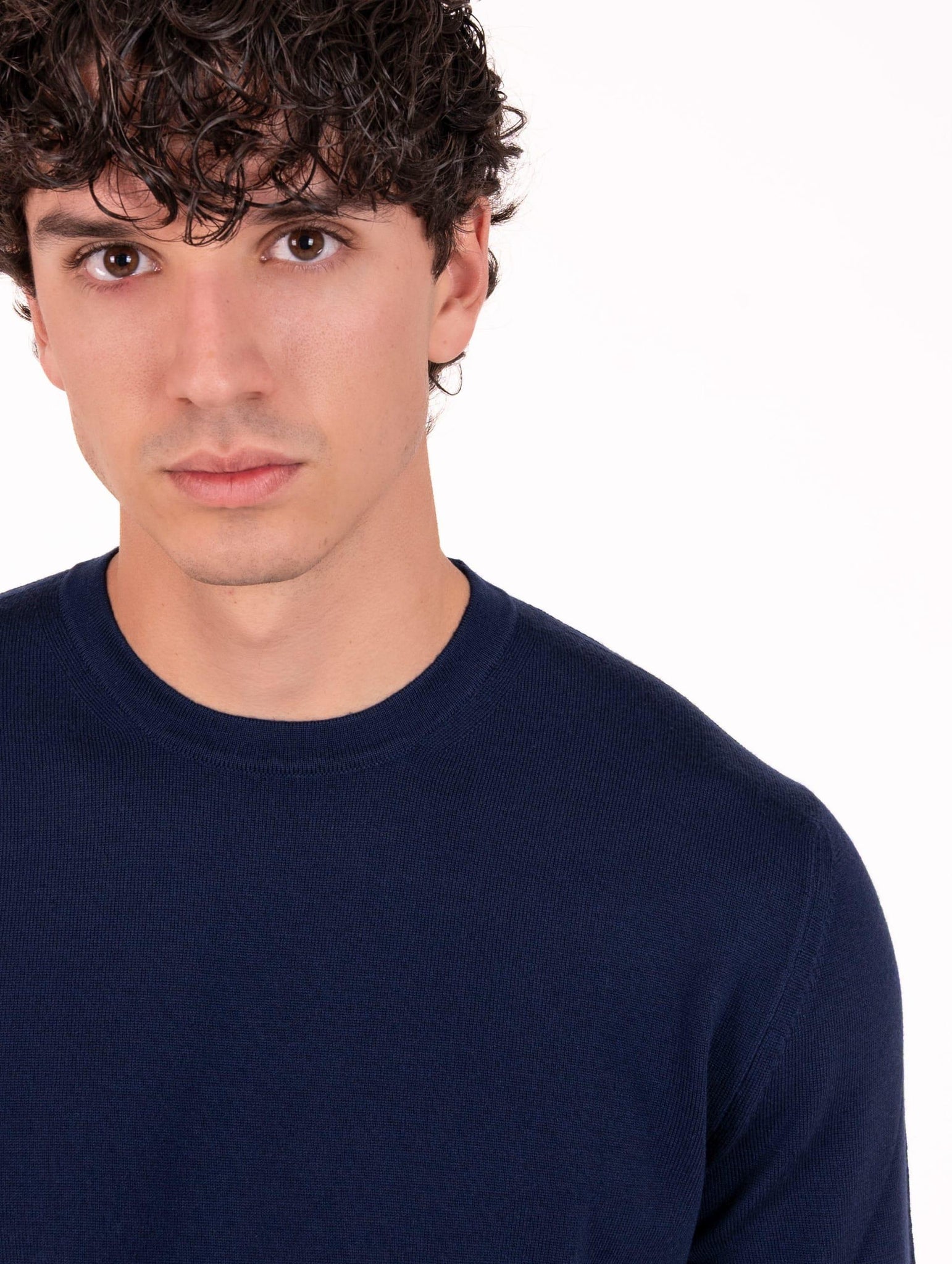 Maglia Girocollo Zanieri in Lana Merycash Fine Bluette CG-GRU-210153667 Zanieri