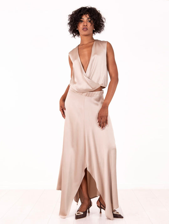 Alysi Satin Champagne Skirt