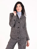 Giacca Alessia Santi in Cotone Chevron Bianco e Nero