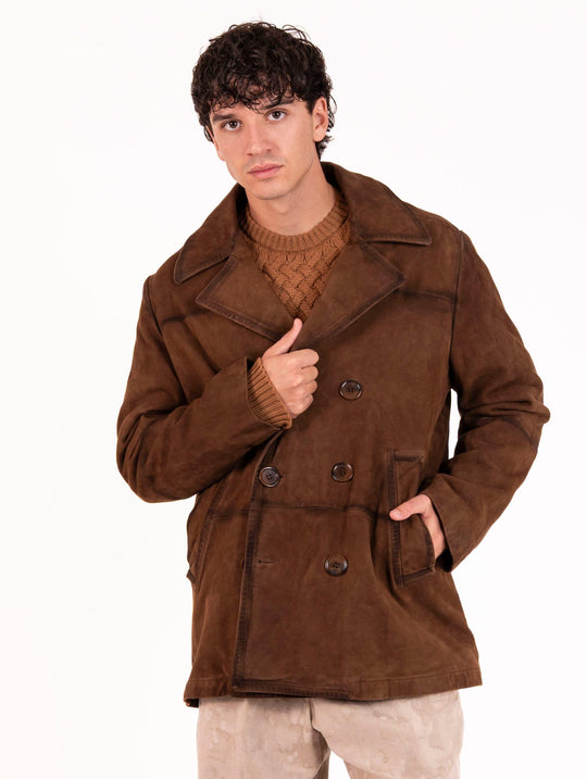Peacot Roy Roger's aus Wildleder mit Vintage-Effekt Tabakfarben