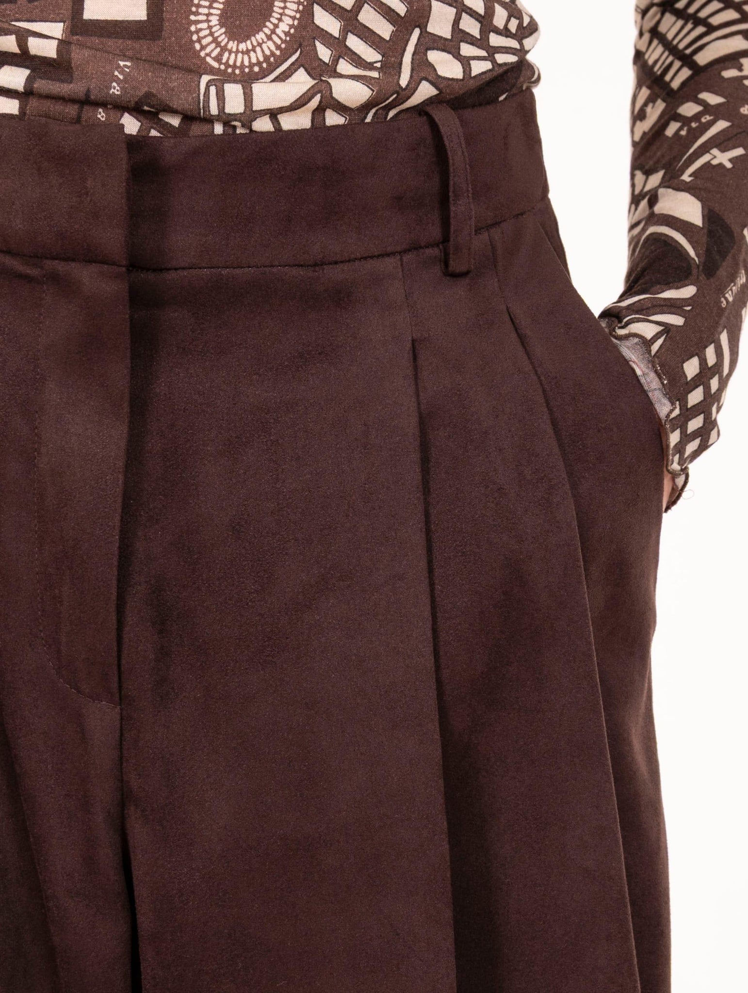 Pantalone Dainetto Alysi in Suede Choco 165130A5042CHOCO Alysi