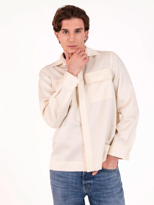 Camicia Work Devorè in Lana, Lino e Seta Latte