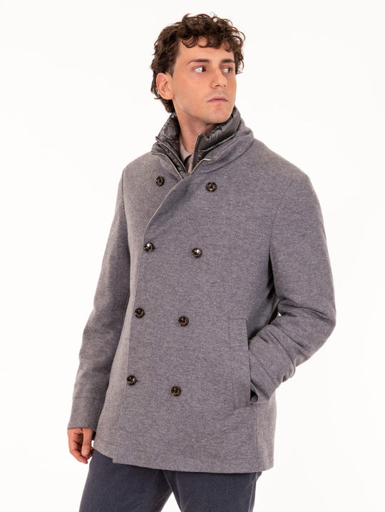 Giubbotto Montecore in Lana Doppiopetto con Pettorina Grigio