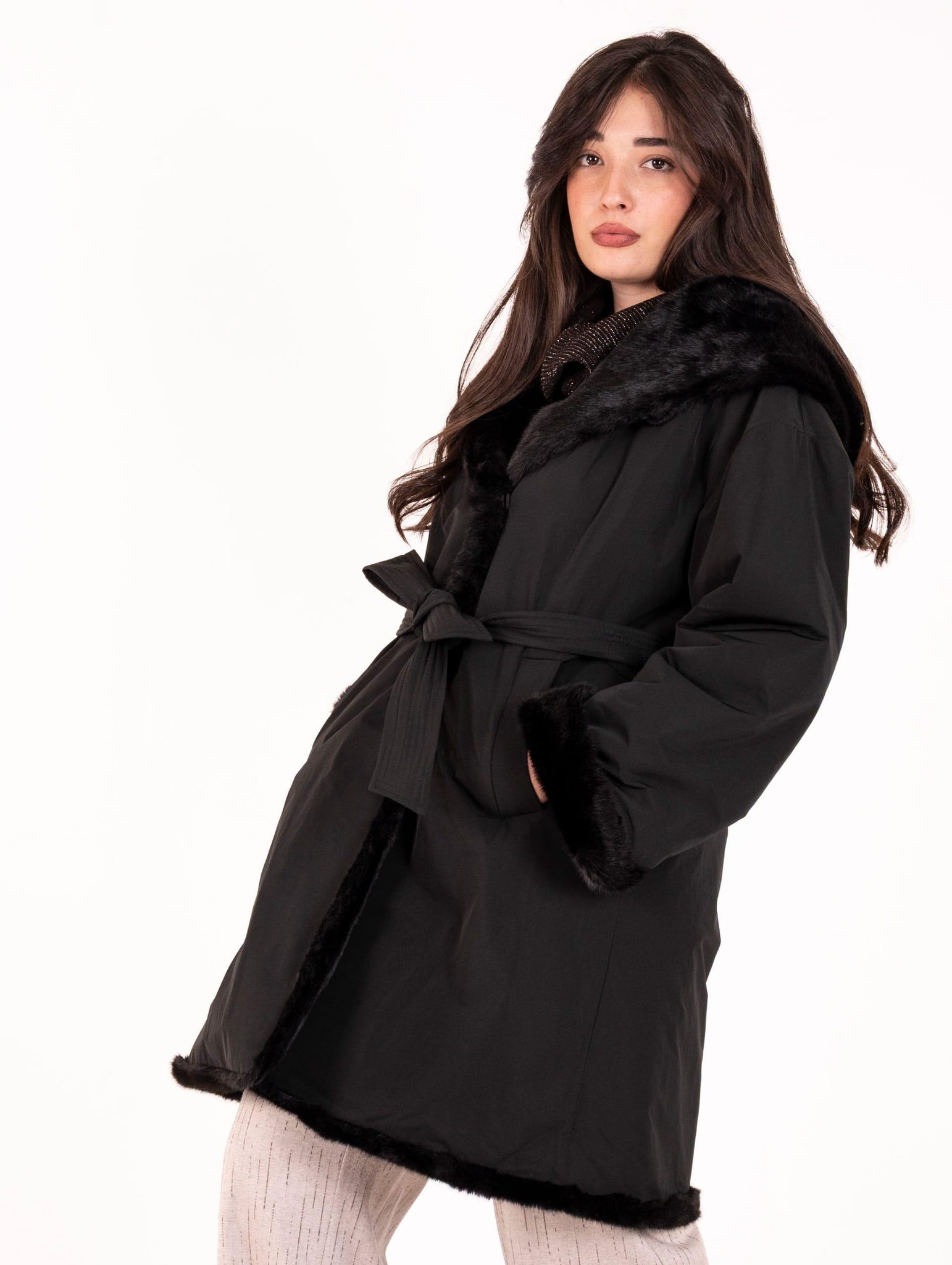 Cappotto Violanti Reversibile in Taffetà Nero VM4195358532 Violanti