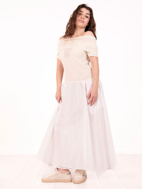 Abito in Maglia Meimeij in Misto Cotone Off White