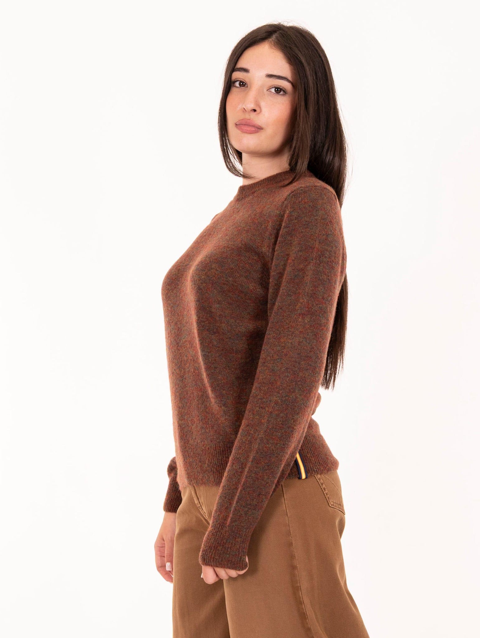 Pull Clarisse K-Way in Misto Lana Melange Marrone K4138MWKB7 K-Way