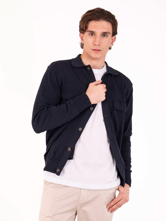 Cardigan Eleventy Milano Platinum in Cotone Blu