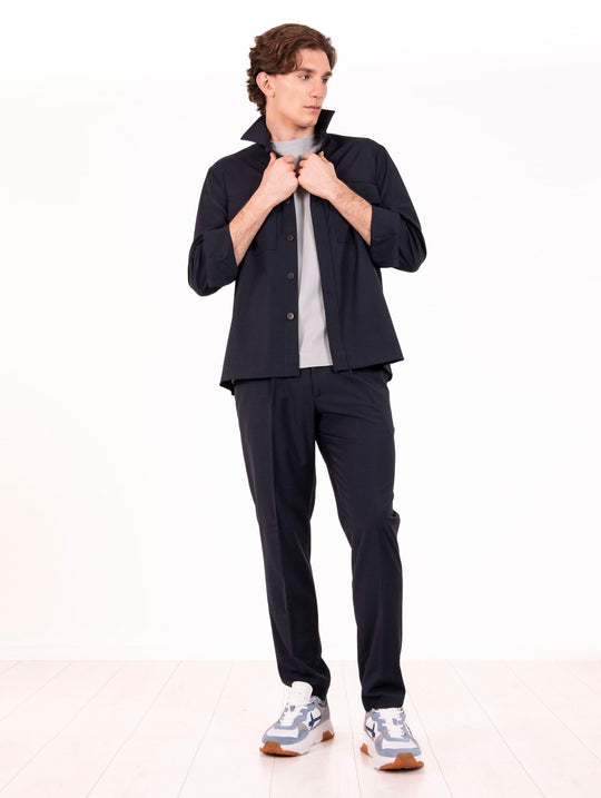 Pantalone Devore in Tecno Wool Blu