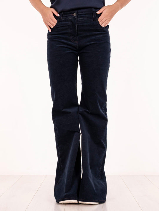 D.Exterior Pants in Blue Denim Velvet