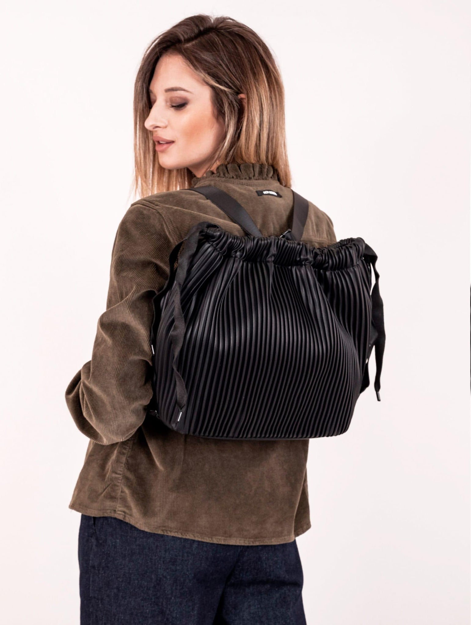 Borsa Zaino Fri-Yay in Eco Pelle Plissè Nero YU_631PLISSE0,5 Fri-Yay