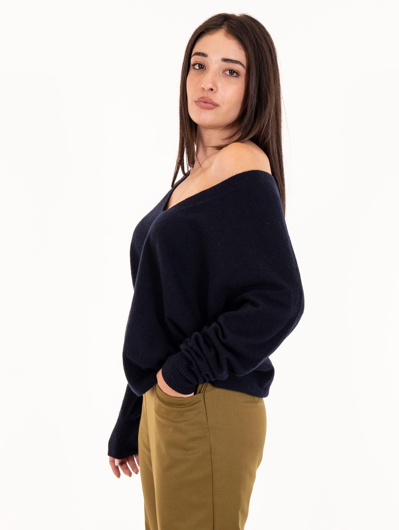 Maglia V Daniele Fiesoli in Lana e Cachemire Blu 318723 Daniele Fiesoli