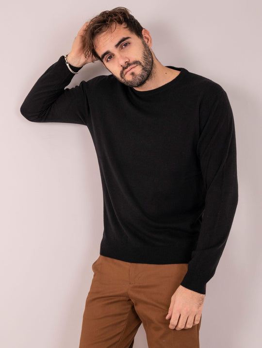 Girocollo Zanieri in Cashmere Brinato Nero