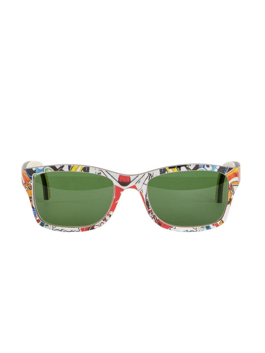 Overal Comic-Brille mit grüner Linse