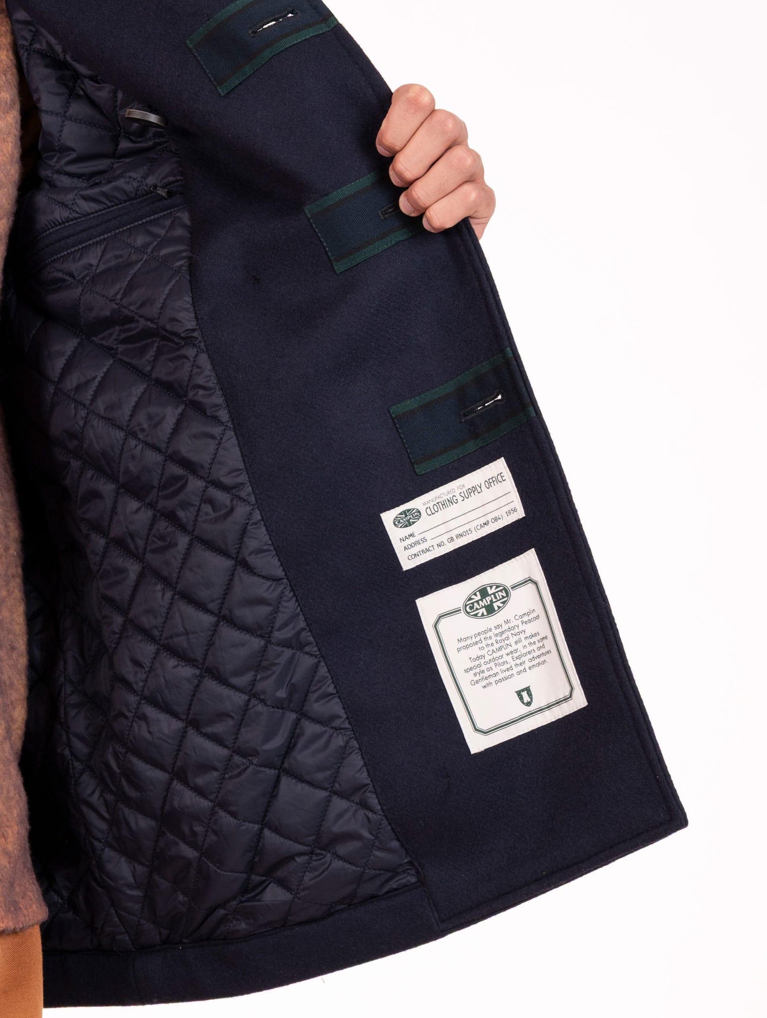 Peacot Camplin Squadron in Lana Vergine e Cashmere Blu SQUADRON-KBL Camplin