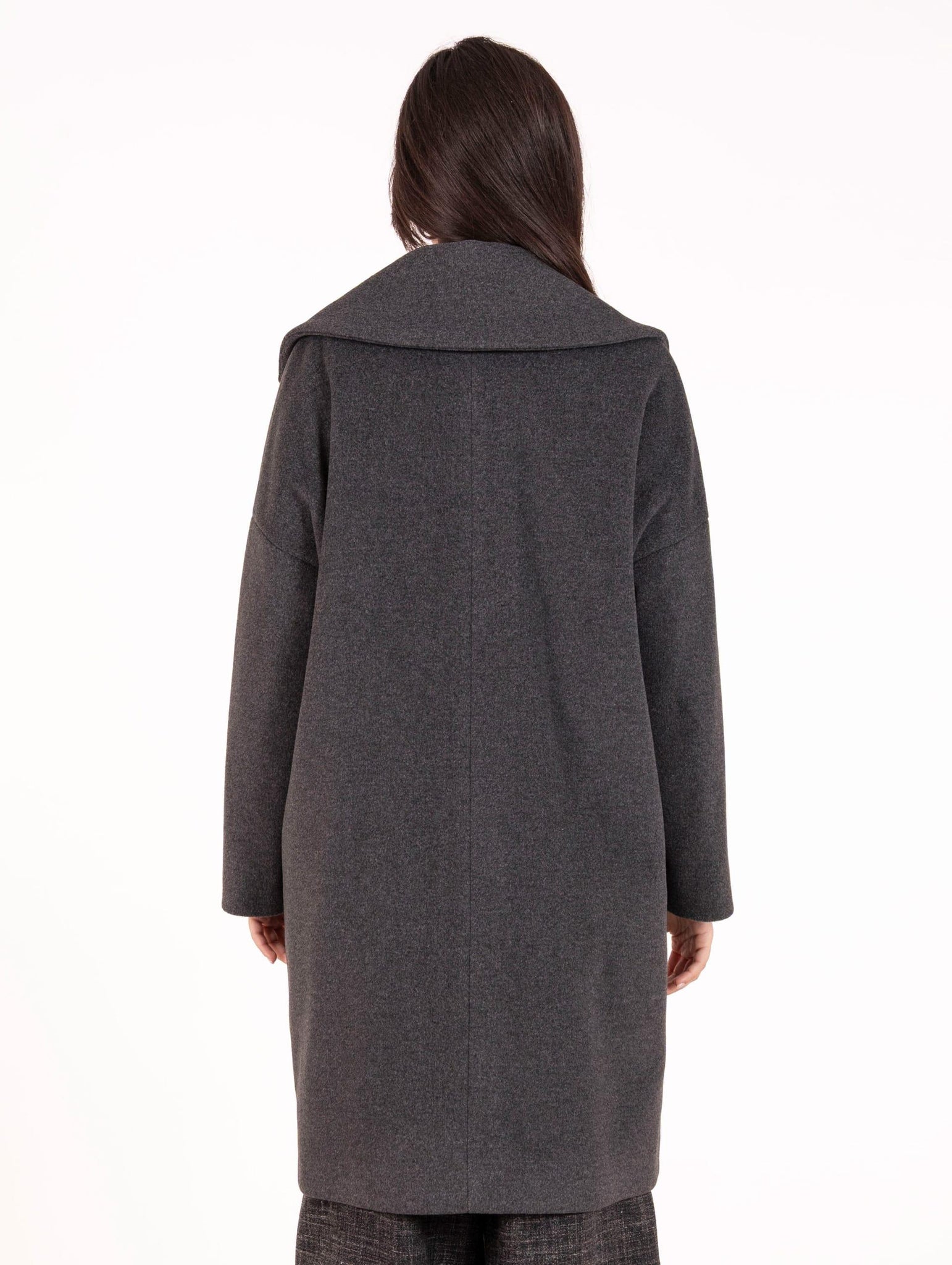 Cappotto Egg Shape Fourstroke in Lana e Viscosa Verde Antracite D806BRAMANTE803 Four Stroke