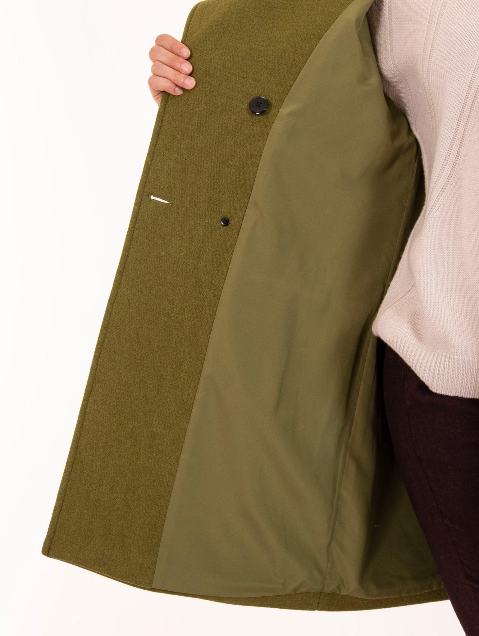 Cappotto Doppio Petto Alpha Studio in Twill di Lana Pistacchio AD-4710N2006 Alpha Studio