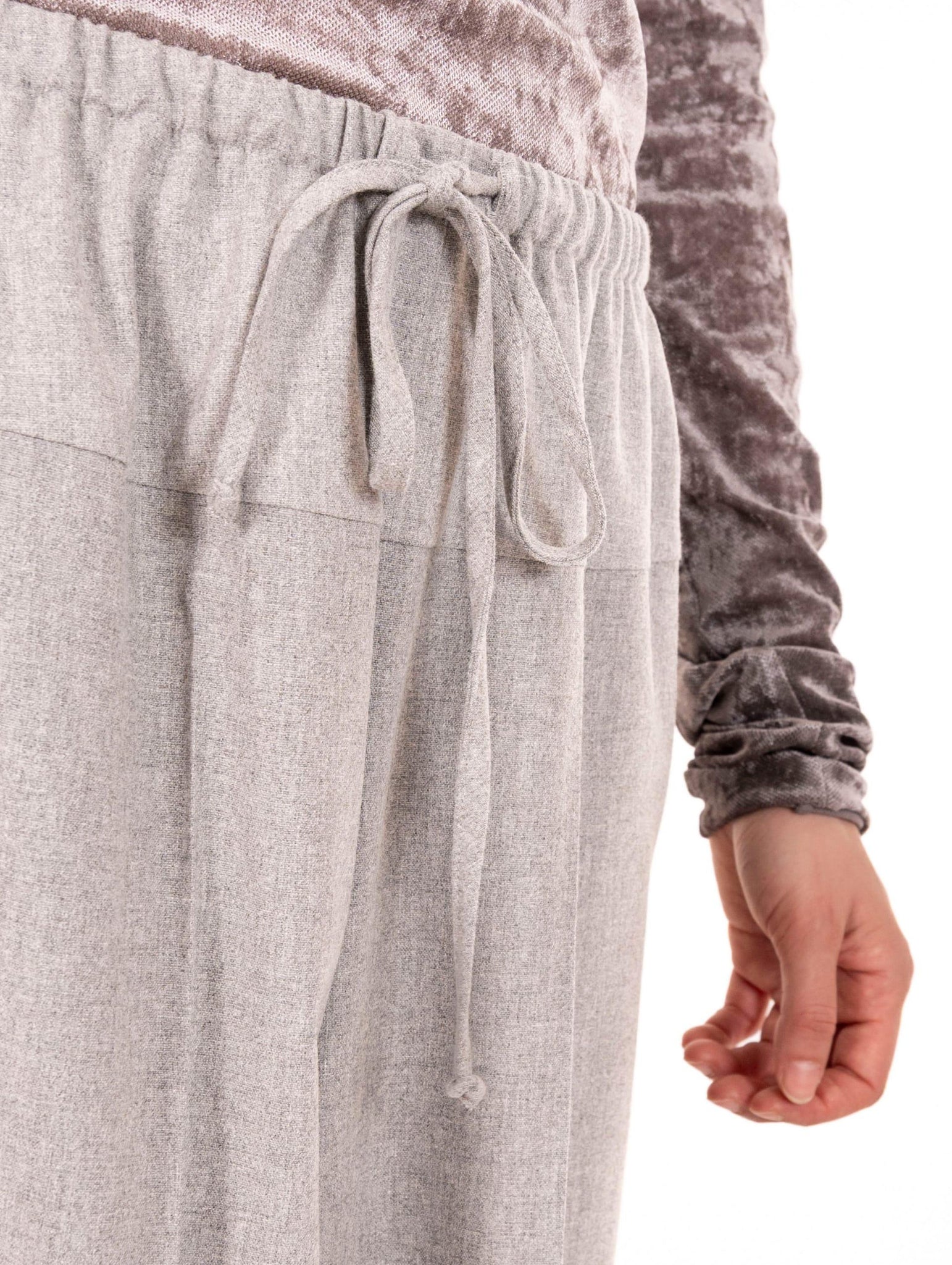 Pantalone Alysi con Coulisse in Flanella di Viscosa e Lana Grigio 165138A5047GR Alysi