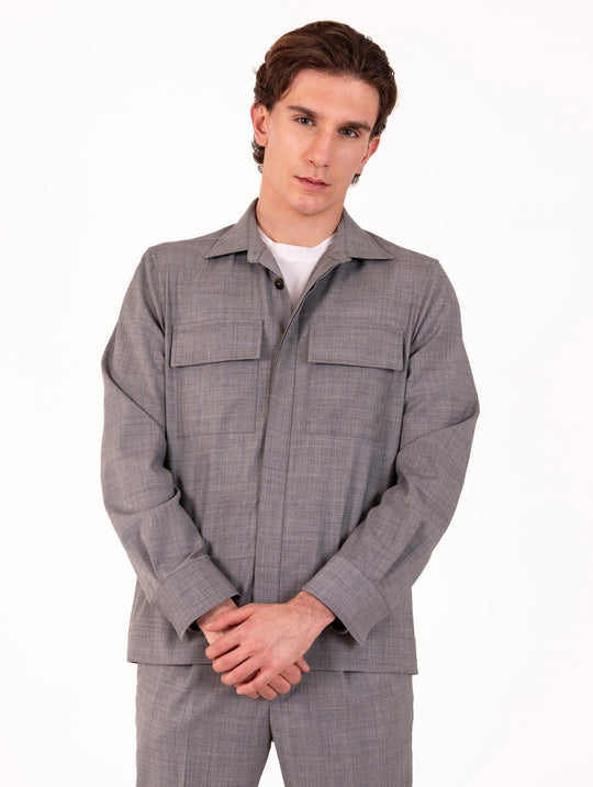 Camicia Work Devorè in Misto Lana Grigio Melange