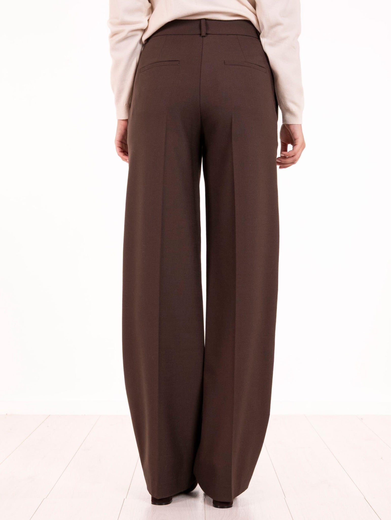 Pantalone Palazzo Alysi in Twill di Lana Marrone 165187A5272 Alysi