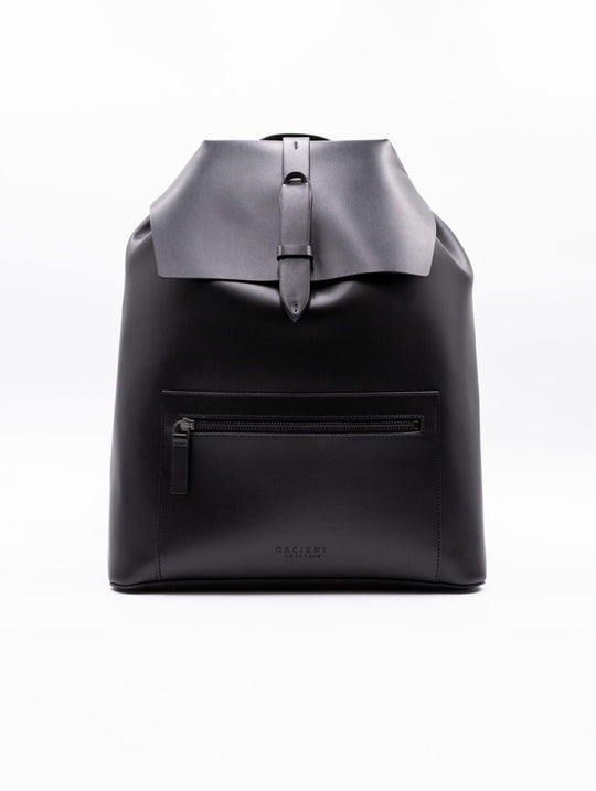 Nobuckle Orciani Alba Backpack in Black Leather