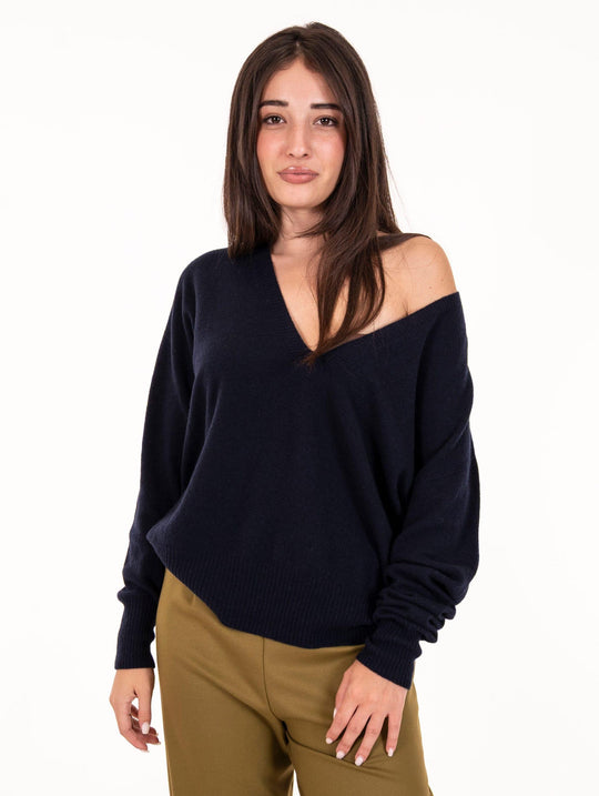 Pullover V Daniele Fiesoli aus Wolle und Kaschmir Blau