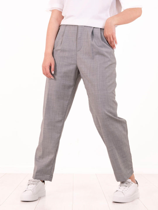 Pantalone White Sand Doppia Pince in Tela di Lana Stretch Grigia