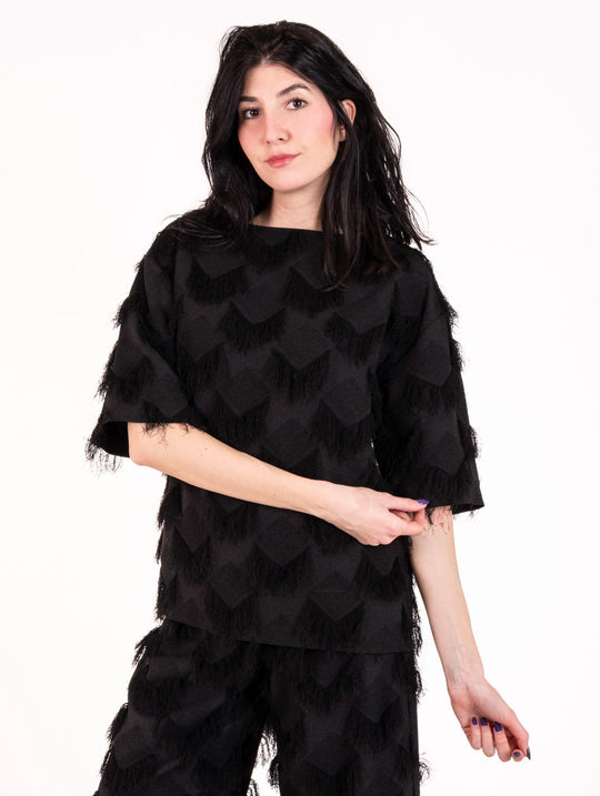 Bluse Alpha Studio Fil Coupè Schwarz