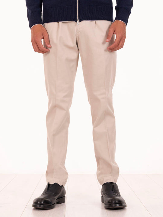 Pantalone Devore in Cotone Cover Melange Mandorla e Panna