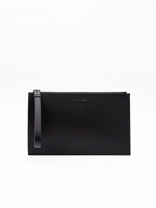 Pochette Grande Orciani Micron in Pelle Martellata Nero