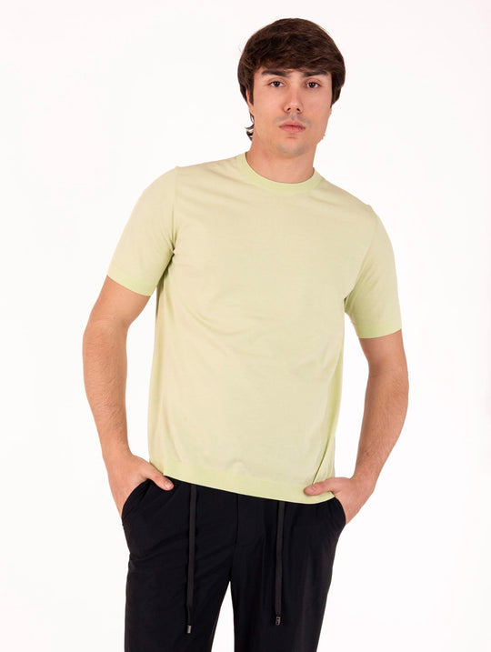 T-Shirt Devore in Ice Crepe in Cotone e Seta Verde Lime