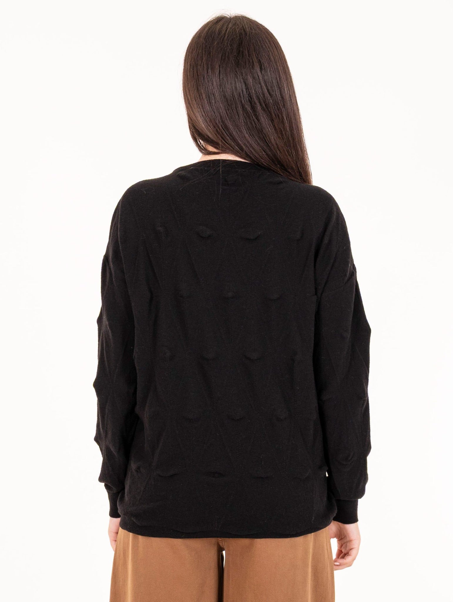 Maglia Alpha Studio in Lana Goffrata Nera AD-4510C9000 Alpha Studio