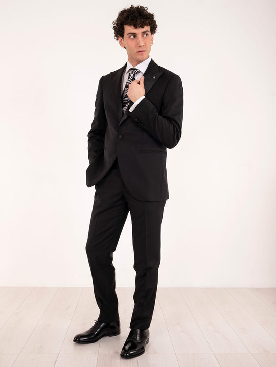 Festkleid Luigi Bianchi Mantova aus reiner Wolle Schwarz