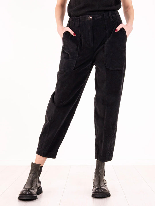 Hose Alessia Santi aus Stretch-Samt Schwarz